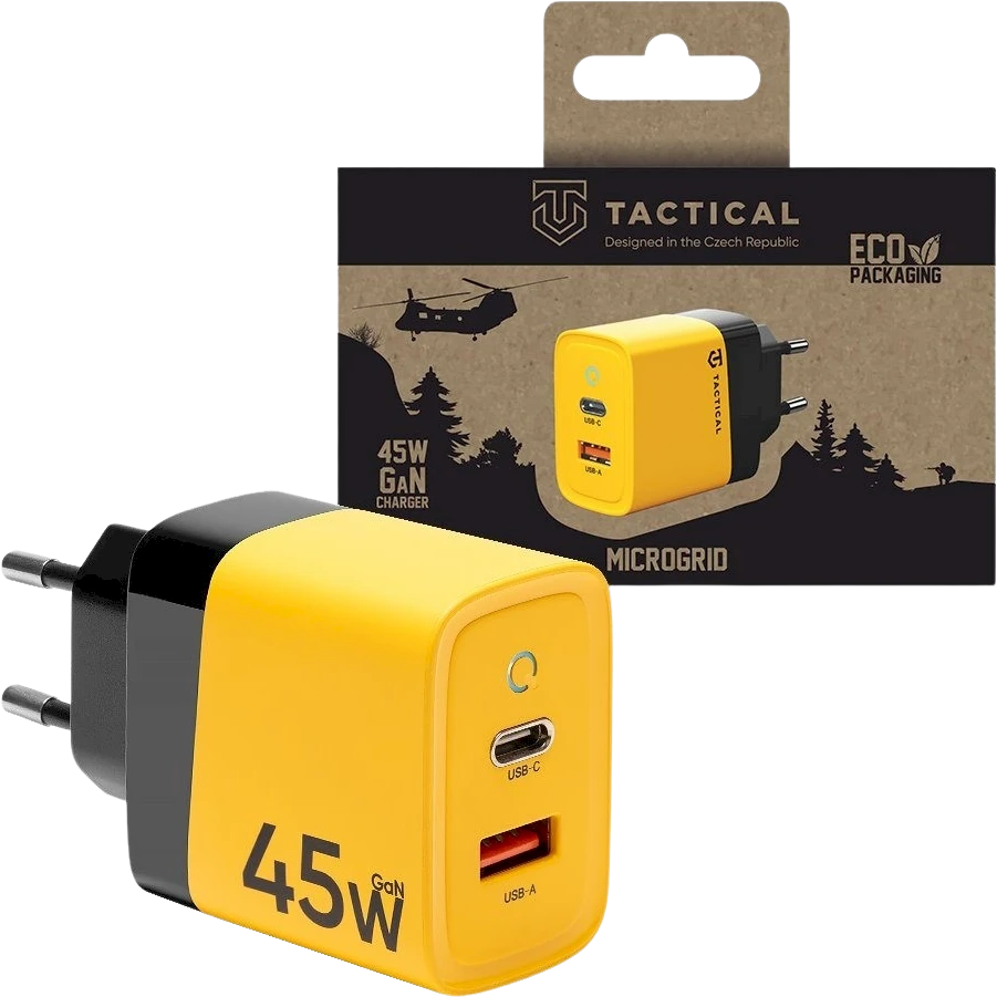 Tactical Microgrid GaN 45W įkroviklis geltonos spalvos