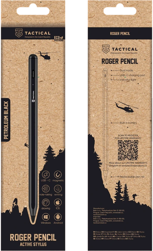 Tactical Roger Pieštukas pieštukas Apple ir Android planšetėms juodos spalvos