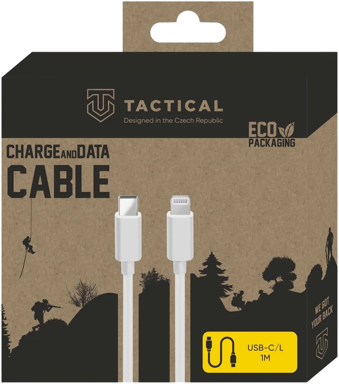 Tactical Smooth Thread kabelis USB-C/Lightning 1m baltos spalvos