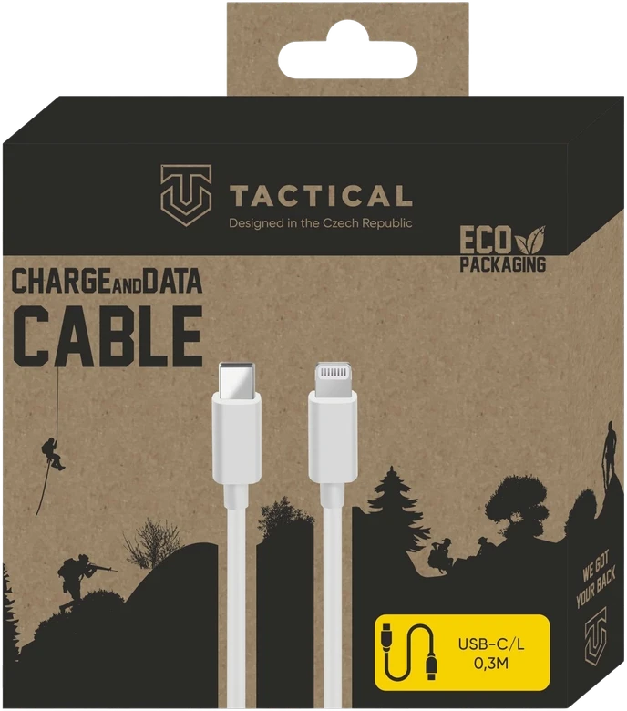 Tactical Smooth Thread kabelis USB-C/Lightning 0.3m baltos spalvos