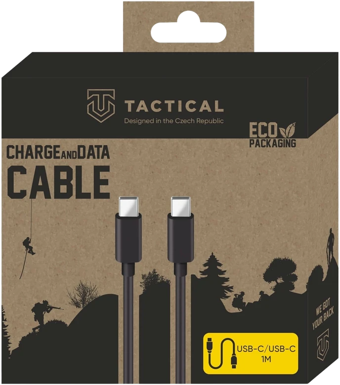 Tactical Smooth Thread kabelis USB-C/USB-C 1m juodos spalvos