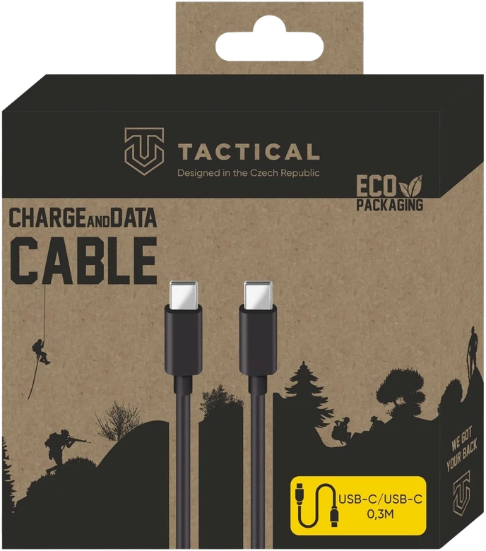 Tactical Smooth Thread Kabelis USB-C/USB-C 0.3m juodos spalvos