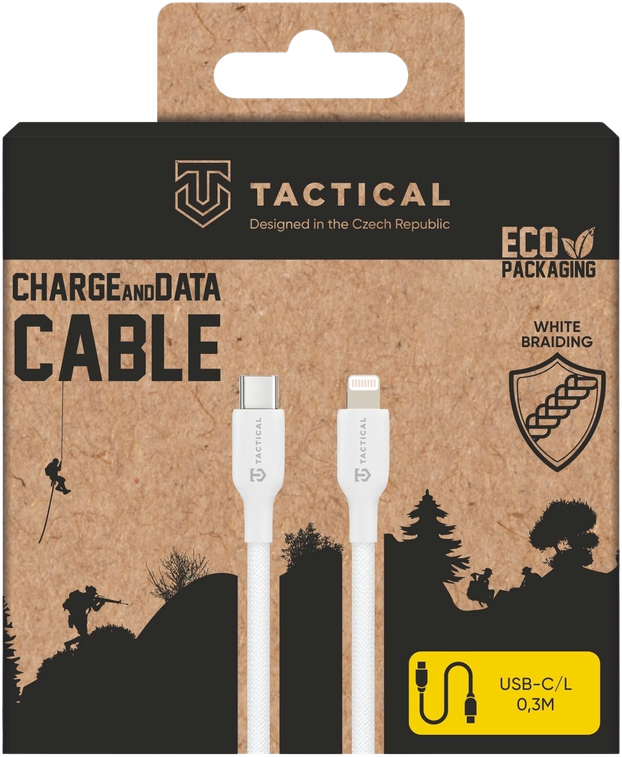 „Tactical Stitch Thread“ laidas USB-C/Lightning 0.3m baltos spalvos