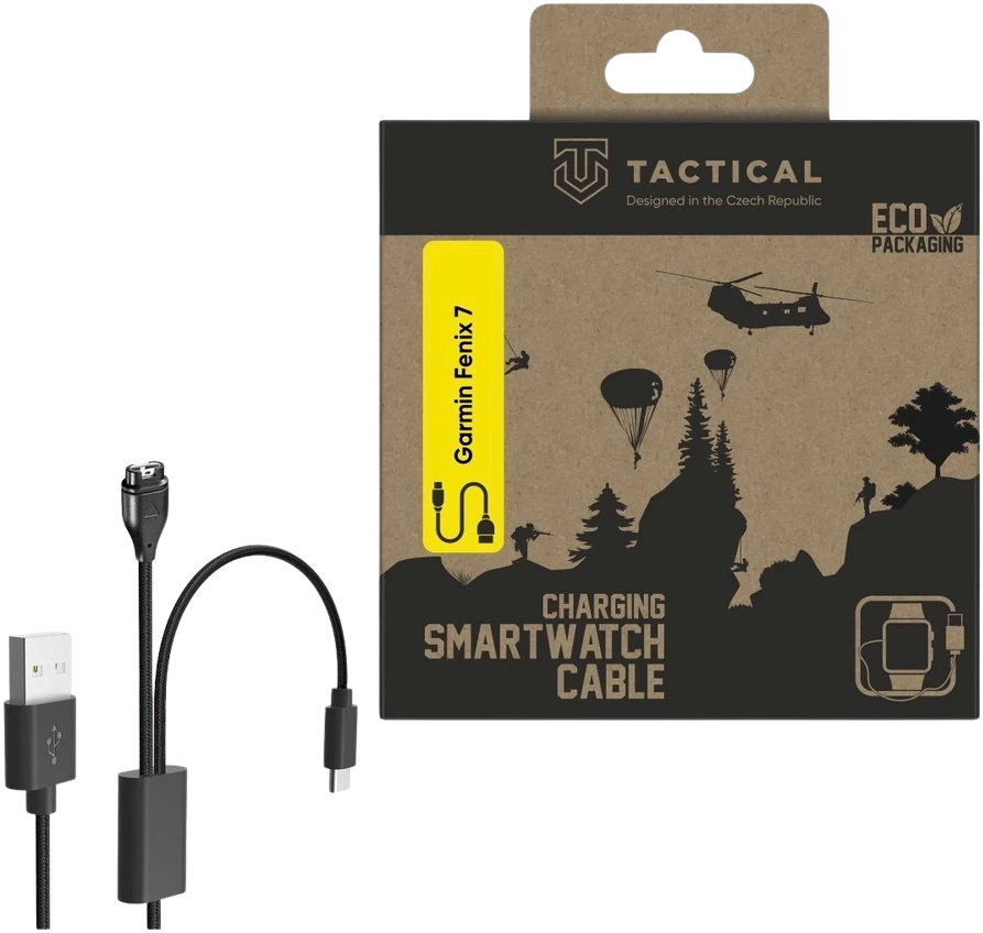 Tactical USB įkrovimo ir duomenų kabelis 2in1 Garmin Fenix 7 + USB-C