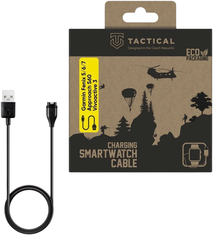 Tactical USB įkrovimo ir duomenų kabelis Garmin Fenix 5/6/7, Approach S60, Vivoactive 3