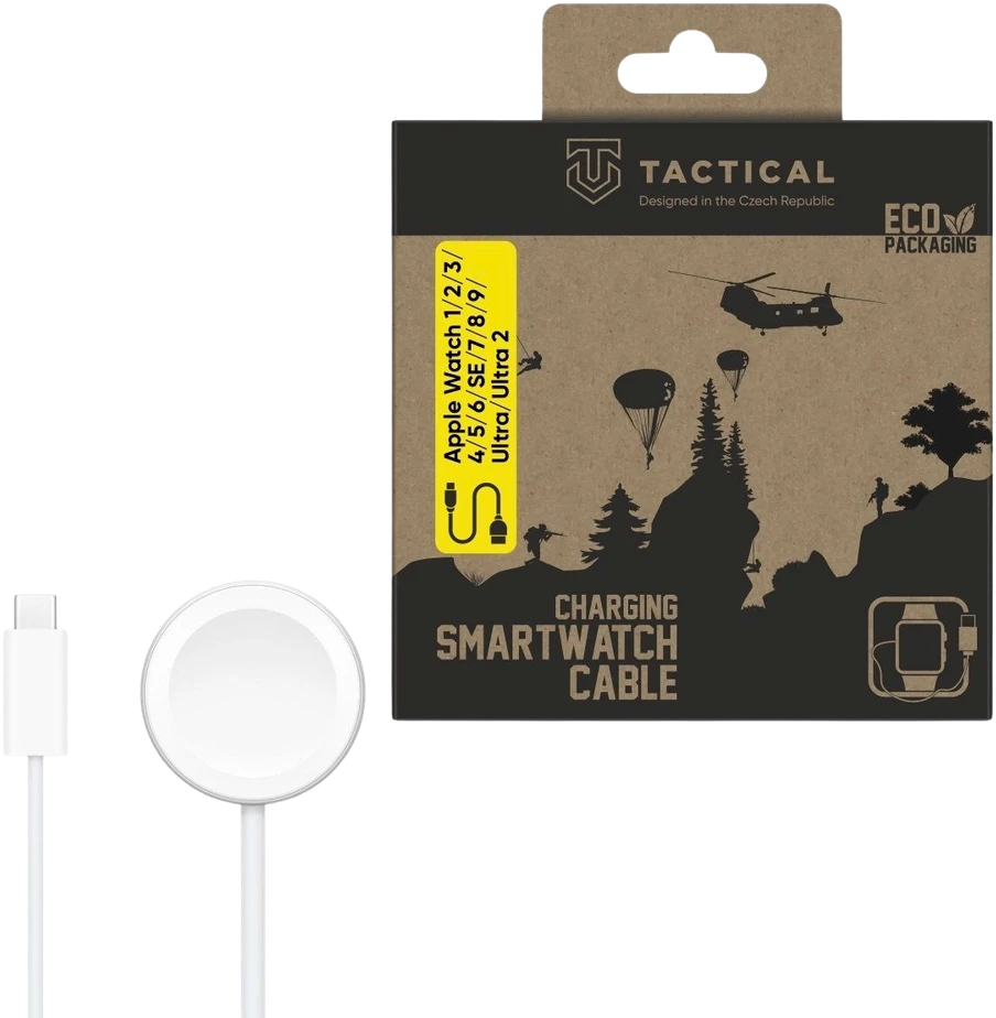 Tactical USB įkrovimo kabelis Apple Watch 1/2/3/4/5/6/SE/7/8/9/Ultra/Ultra 2 (USB-C)