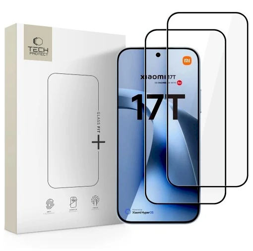 Grūdintas stiklas Tech-Protect Glass Fit+ 2 vnt. Xiaomi 17T Pro juodos spalvos