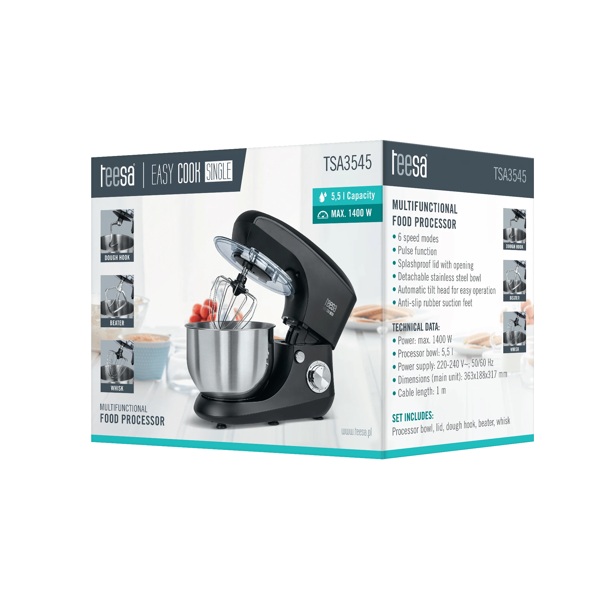 Virtuvinis kombainas Teesa EASY COOK SINGLE Baltas