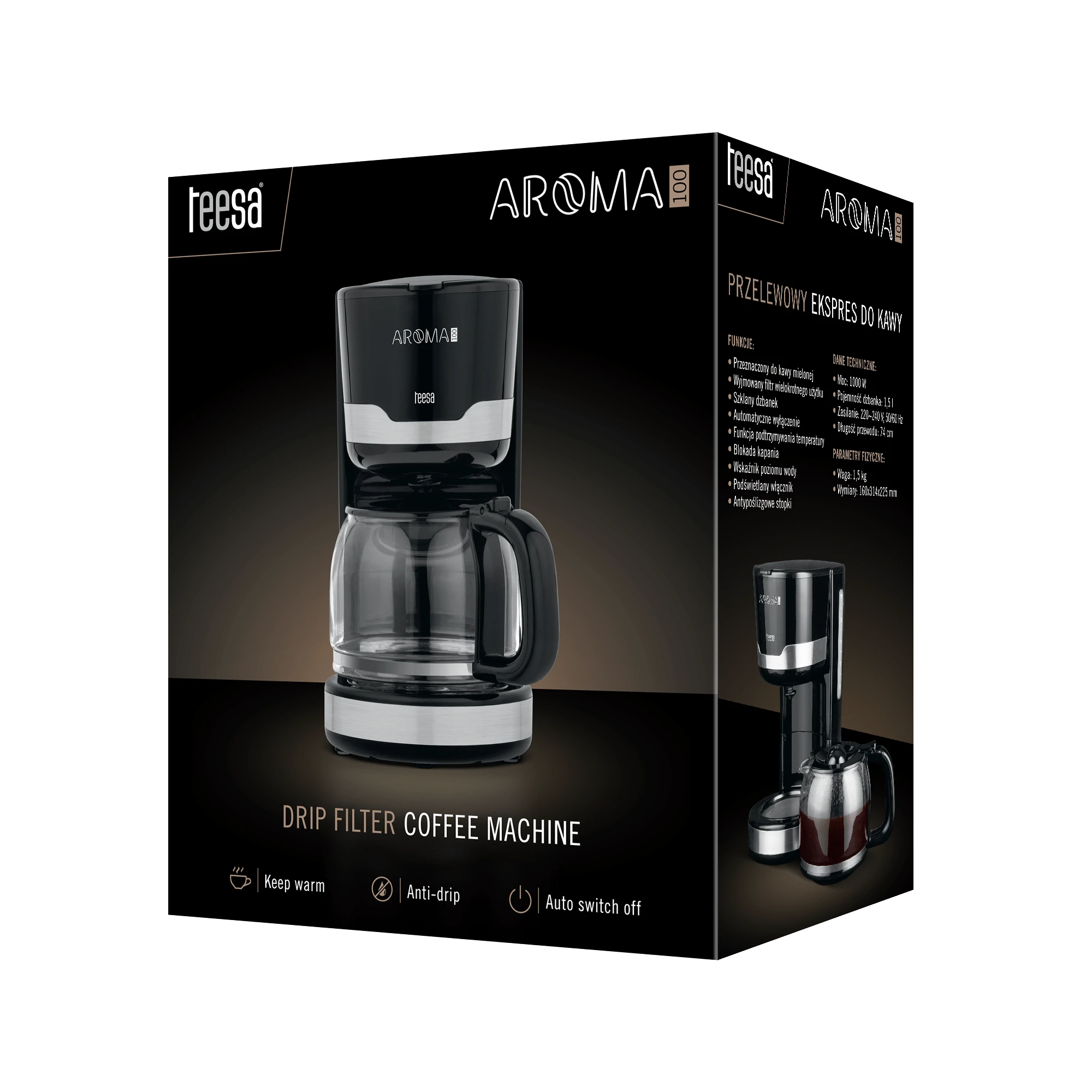 Teesa Filtruotas kavos aparatas 1.5L AROMA 100