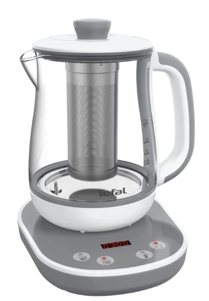 TEFAL BJ551B10 | Tea Virdulys | 1400 W | 1.5 L | Glass | 360° rotational base | Baltas/Pilkas
