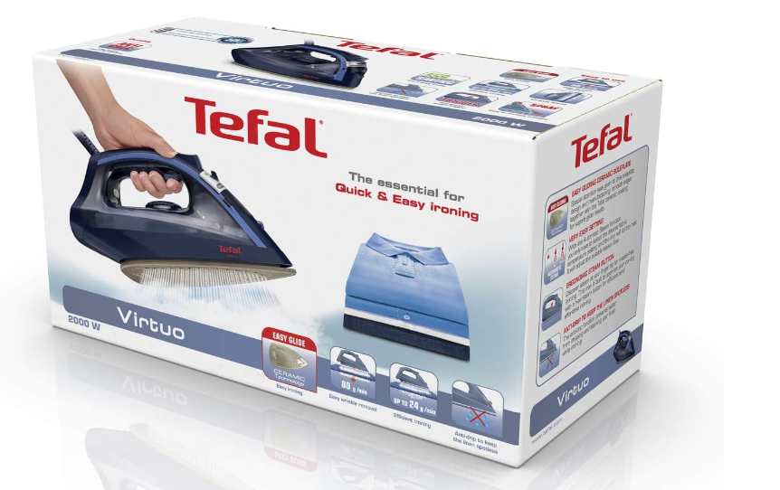 Tefal Virtuo FV1739E0 lygintuvas Sauso ir garų tipo lygintuvas Keraminis padas Mėlyna 2000 W