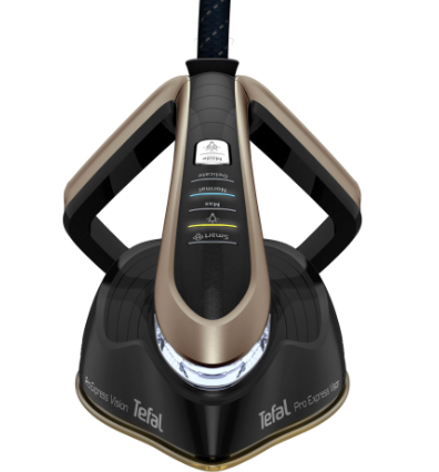 TEFAL | Pro Express Vision garo stotis | GV9820 | 3000 W | 1,2 l | 9 barai | Automatinis išjungimas | Vertikali garų funkcija | Kalkių valymo funkcija | Juodas/Auksas