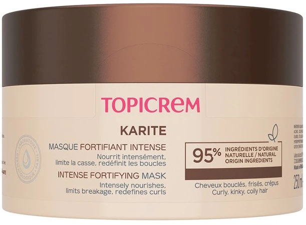 Topicrem Karité Intense Fortifying Mask stiprinamoji plaukų kaukė garbanotiems plaukams, 250 ml