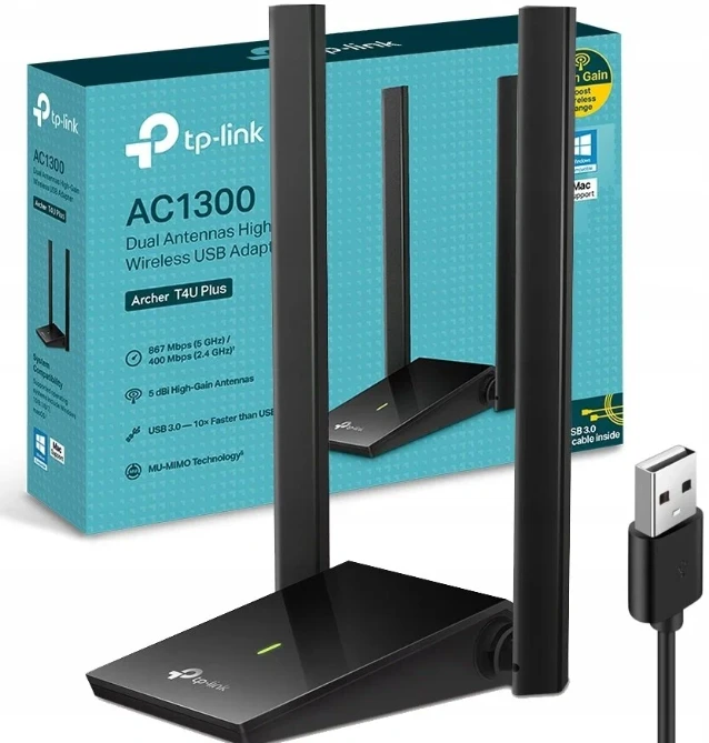 TP-LINK | Archer | 2×External | T4U Plus | 2.4GHz/5GHz | 400+867 Mbit/s