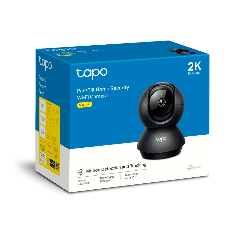 TP-LINK | Namų apsaugos Wi-Fi kamera su pasukama/pakreipiama funkcija | Tapo C211 | PTZ | 3 MP | 3,83 mm | H.264 | Micro SD, maks. 512 GB