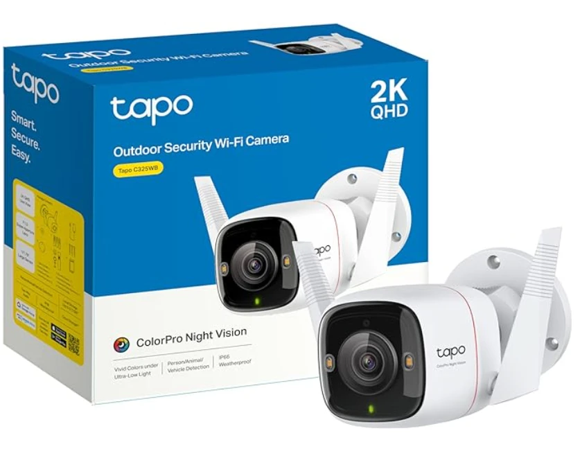 TP-LINK | ColorPro Outdoor Security Wi-Fi kamera | Tapo C325WB | Kulka | 4 MP | F1.0 | IP66 | H.264 | „MicroSD“, iki 512 GB