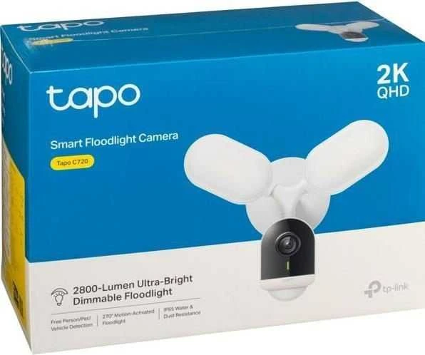 TP-LINK | „Smart Floodlight“ apsaugos kamera | Tapo C720 | 4 MP | 2,1 mm/ F2,1 | IP65 | H.264 | Micro SD, maks. 512 GB