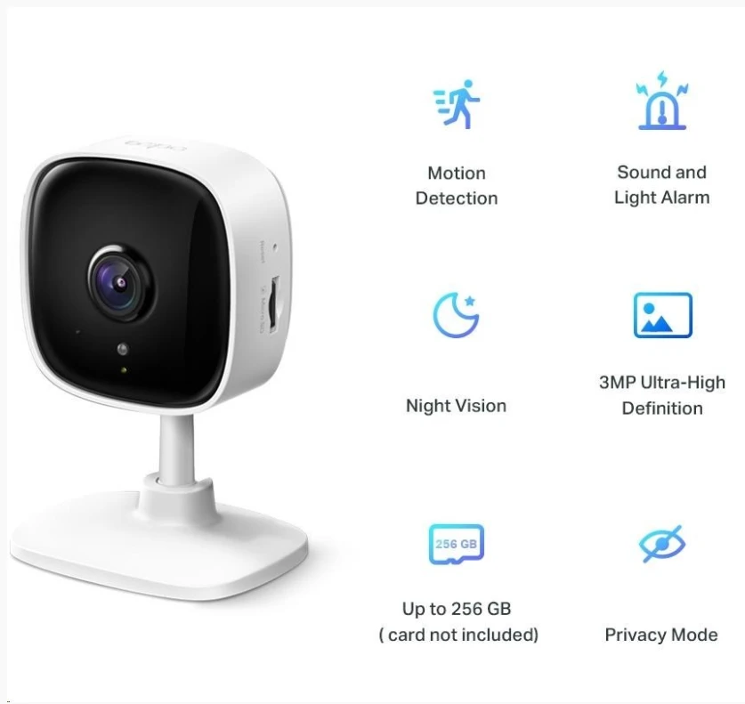 TP-LINK | Pakreipiama/sukama namų apsaugos Wi-Fi kamera | TC70 | PTZ | 2 MP | 4 mm / F2.4 | H.264 | Micro SD, maks. 128 GB