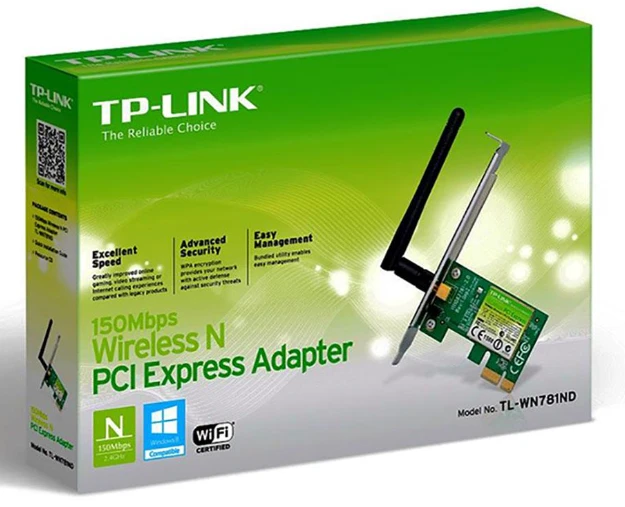TP-LINK 300MBit/s WLAN-N PCI Express adapteris Atheros-Chipsatz 2T2R 2,4GHz 802.11b/g/n 2 nuimamos antenos