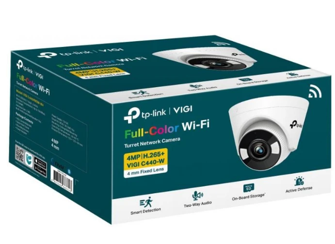 TP-LINK | VIGI 4MP spalvota „Wi-Fi“ bokštelio formos tinklo kamera | VIGI C440-W | Kupolinė | 4 MP | 4 mm | H.265+/H.265/H.264+/H.264 | „MicroSD“