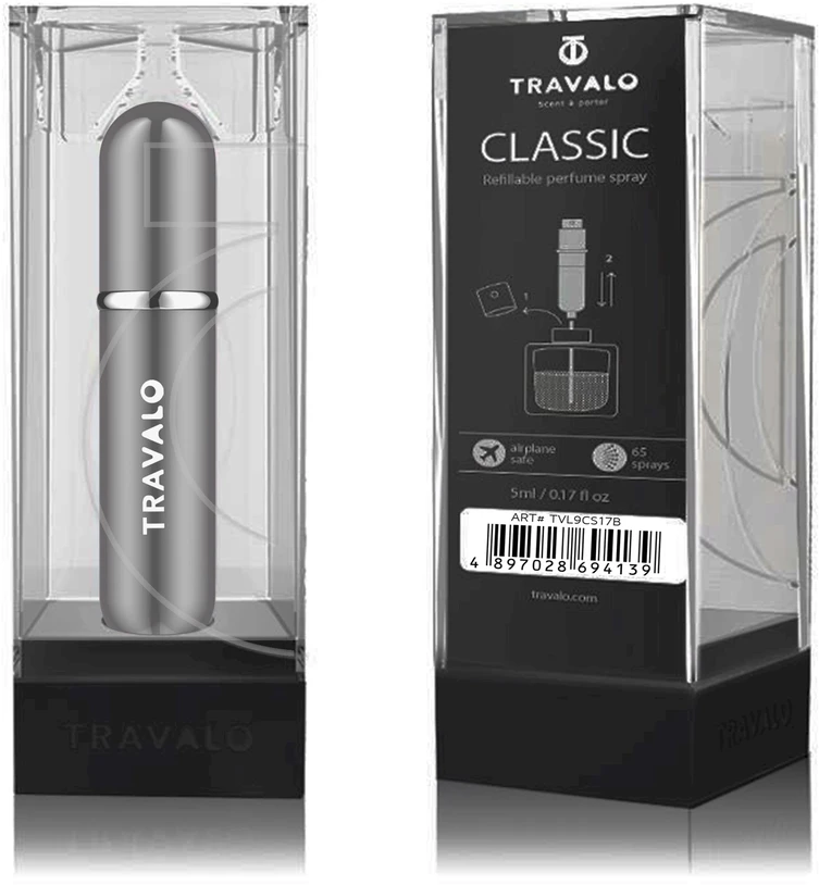 Travalo Classic HD Titanium pildomas kvepalų buteliukas (atomaizeris), 5 ml