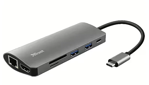 USB-C Šakotuvas - Trust 25661 Aliuminio 3 HDMI 2 USB-A 2 USB-C PD 3.0