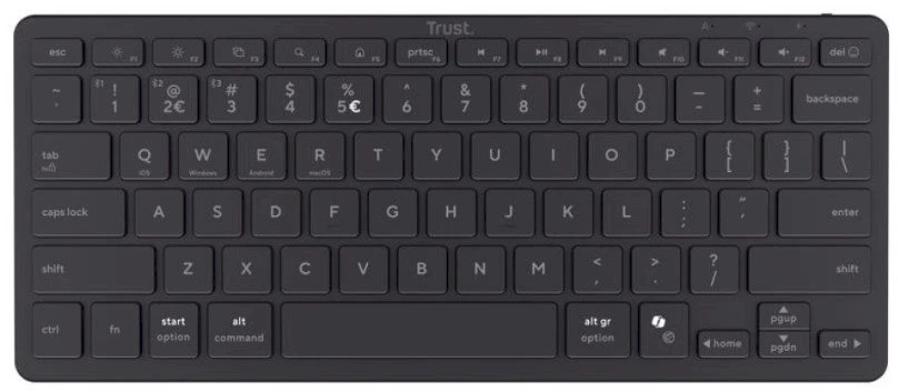 Trust Nado II klaviatūra Home/Office USB + Bluetooth QWERTY US English Juodas