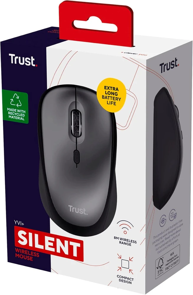 Pelė Trust YVI+ tyli juoda (25512)
