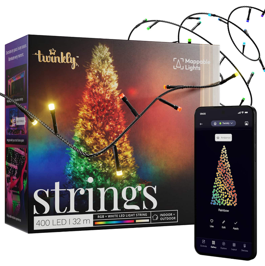 Kalėdinė išmanioji lempučių girlianda Twinkly Strings 400L 5mm RGBW
