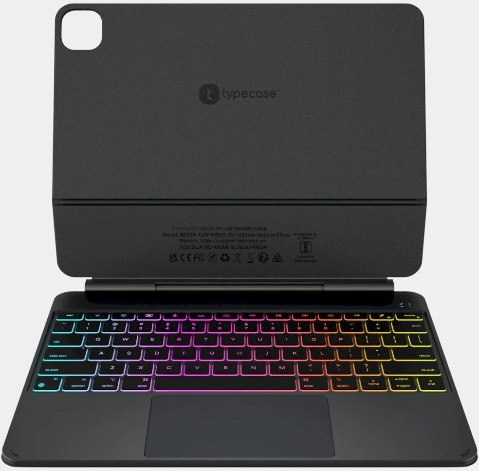 Dėklas Typecase Edge Pro su klaviatūra for Apple iPad Pro 13″ M4 2024 / M5 2025 juodos spalvos
