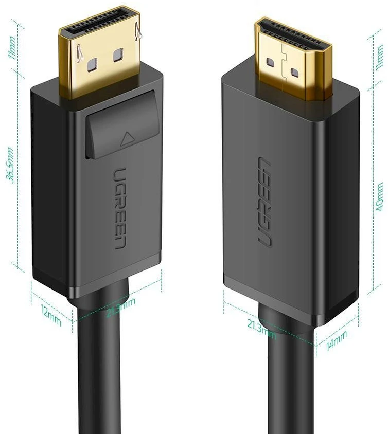 Kabelis Ugreen DP101 DisplayPort to HDMI 2.0m juodas