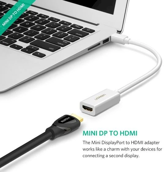 Ugreen MD112 10460 mini DisplayPort (vyriškas) / HDMI (moteriškas) FHD 1080p adapteris - baltas