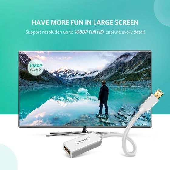 Ugreen MD112 10460 mini DisplayPort (vyriškas) / HDMI (moteriškas) FHD 1080p adapteris - baltas