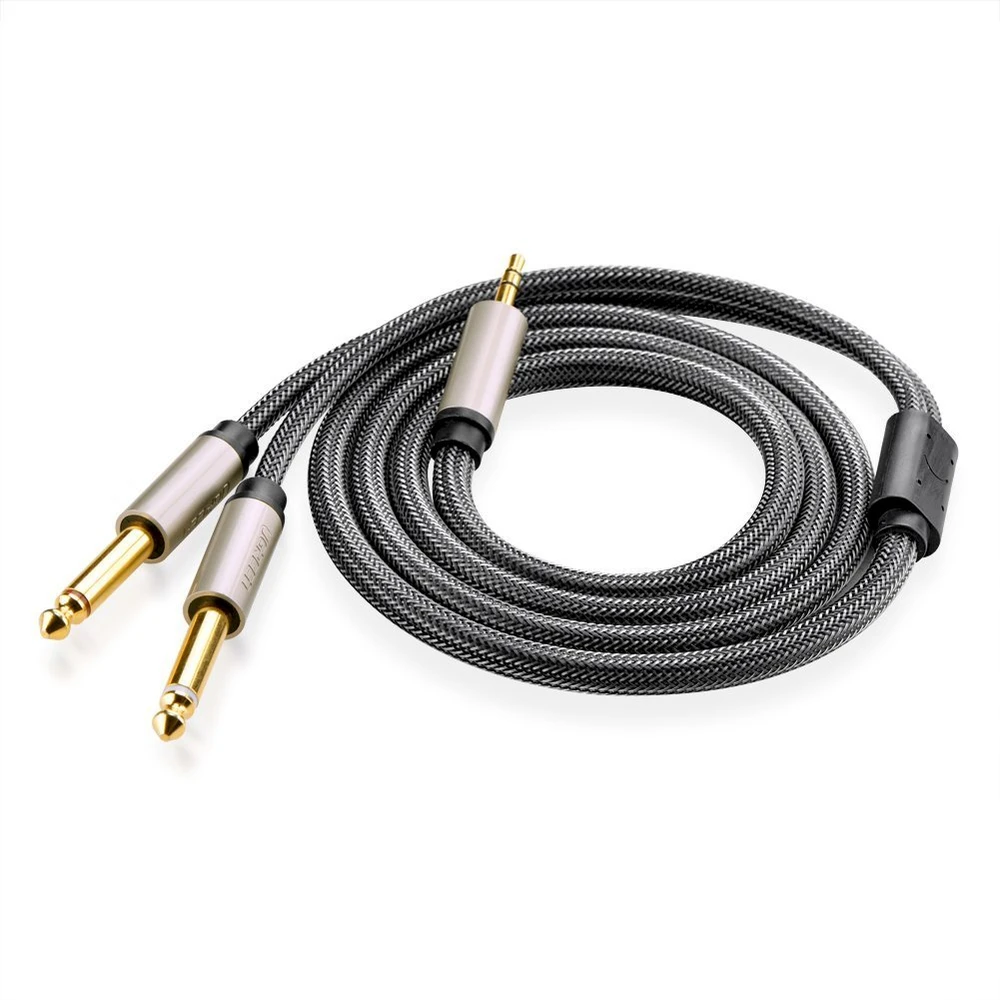 UGREEN AV126 3.5mm - 2x 6.35mm laidas 2m pilkas