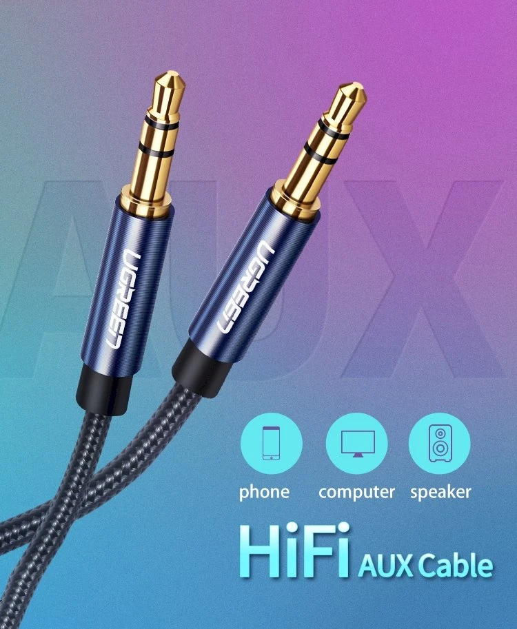 UGREEN mini jack 3.5mm AUX kabelis 3m - Mėlynas