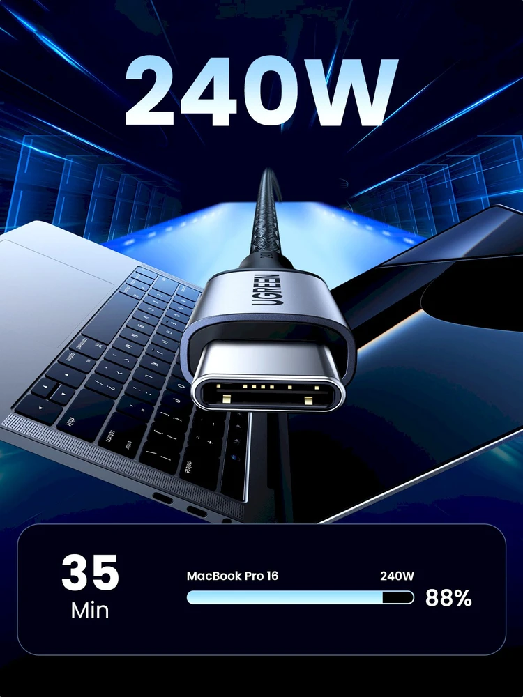 Laidas USB-C į USB-C UGREEN 15311, 1m (pilkas)