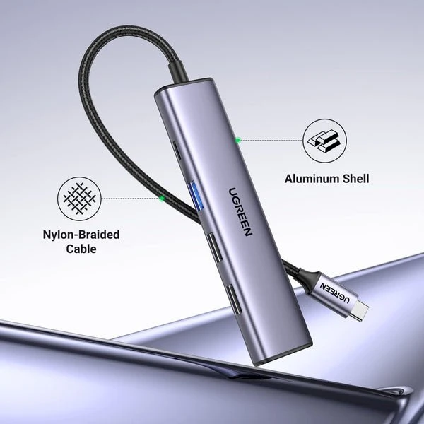 Adapteris HUB UGREEN CM478 USB-C prie HDMI, USB-A 3.0, 2x USB-A 2.0, PD
