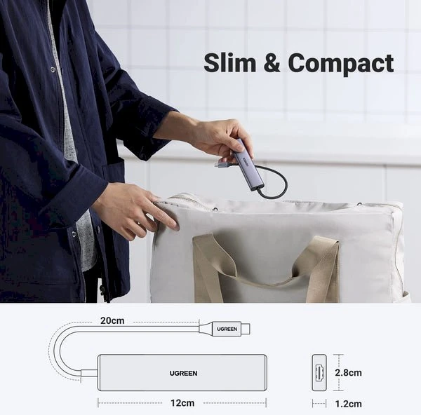 Adapteris HUB UGREEN CM478 USB-C prie HDMI, USB-A 3.0, 2x USB-A 2.0, PD