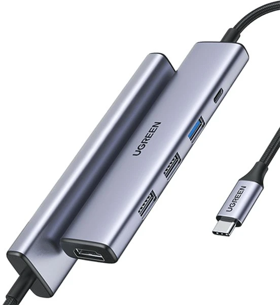 Adapteris HUB UGREEN CM478 USB-C prie HDMI, USB-A 3.0, 2x USB-A 2.0, PD