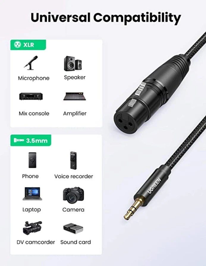 UGREEN AV182 XLR - 3.5mm AUX 1m