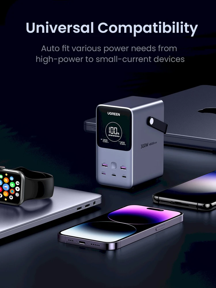 LiPo išorinis akumuliatorius (Powerbank) 48000mAh 300W 3xUSB-C, 2xUSB PB770 UGREEN