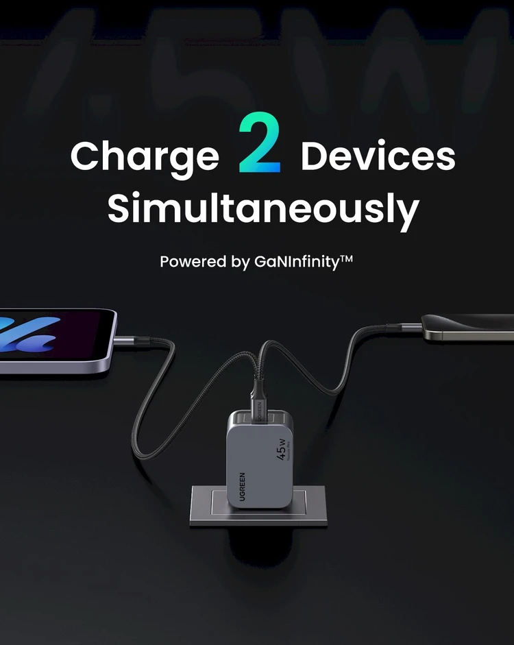 Įkroviklis UGREEN Nexode Pro 45W, 2x USB-C