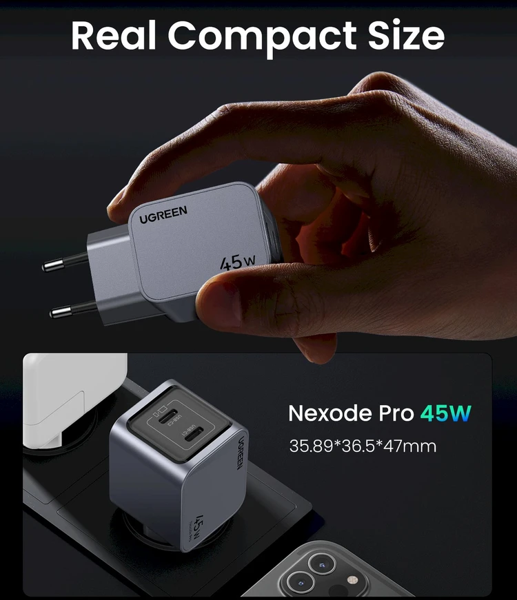Įkroviklis UGREEN Nexode Pro 45W, 2x USB-C