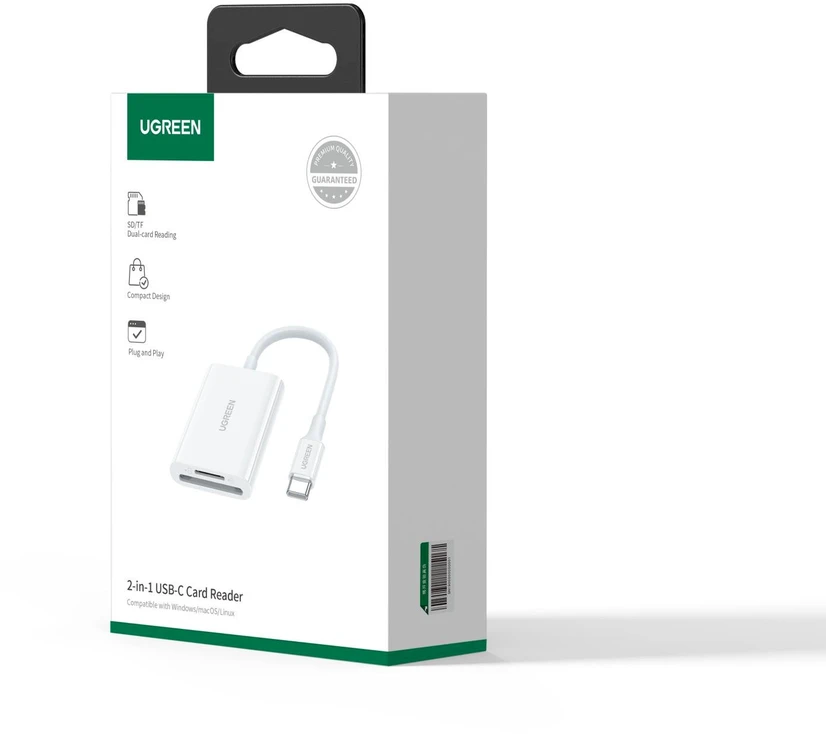 Skaitytuvas Ugreen USB-C 2w1 CM265 balta