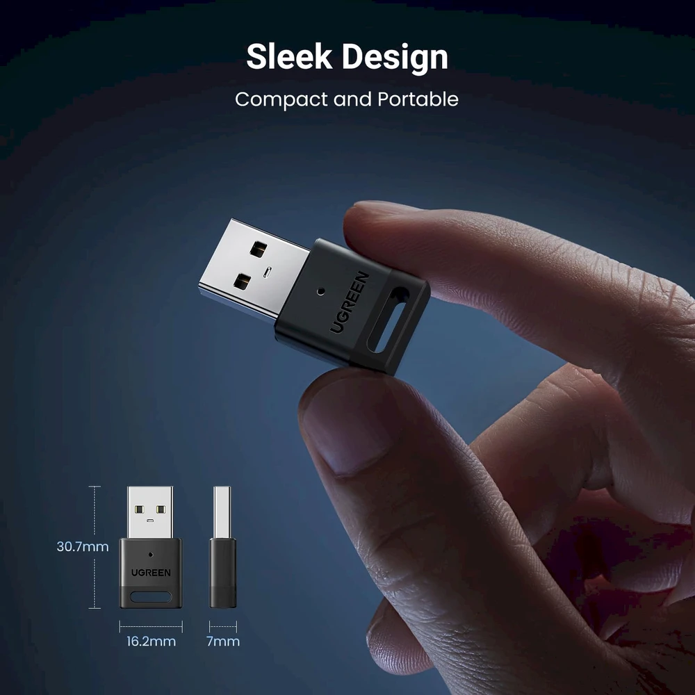 Ugreen CM591 USB-A Bluetooth 5.3 Adapteris - juodos spalvos