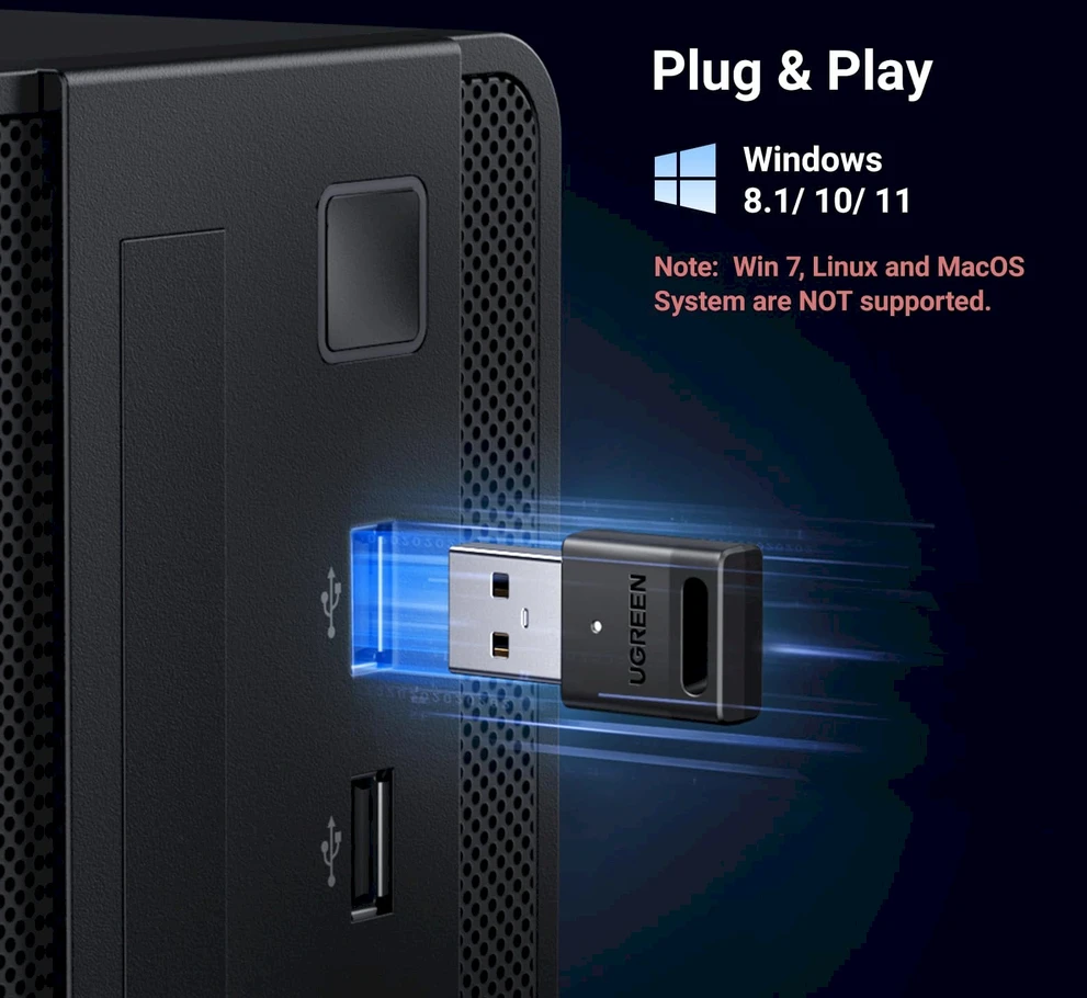 Ugreen CM591 USB-A Bluetooth 5.3 Adapteris - juodos spalvos