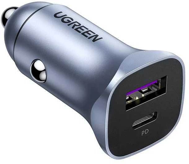 Automobilinis įkroviklis Ugreen CD130 USB-C/USB-A 30W pilkas
