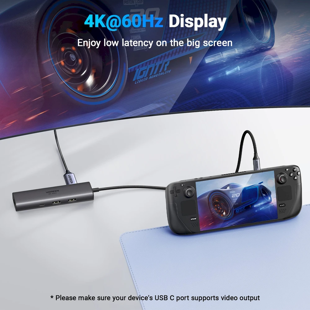 Adapteriai / šakotuvas USB-C 6w1 Ugreen CM512, HDMI 4K@60Hz, 2x USB, RJ45, PD 100W