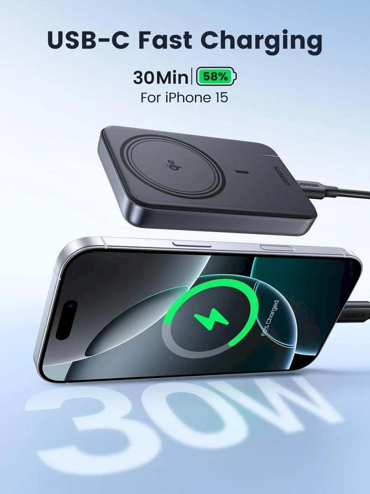 Ugreen PB761 10000 mAh Qi2 30W Magsafe USB-C juodas