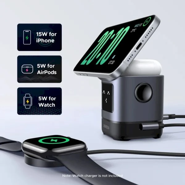 Bevielis įkroviklis UGREEN 2-in-1 Magnetic Wireless Charger